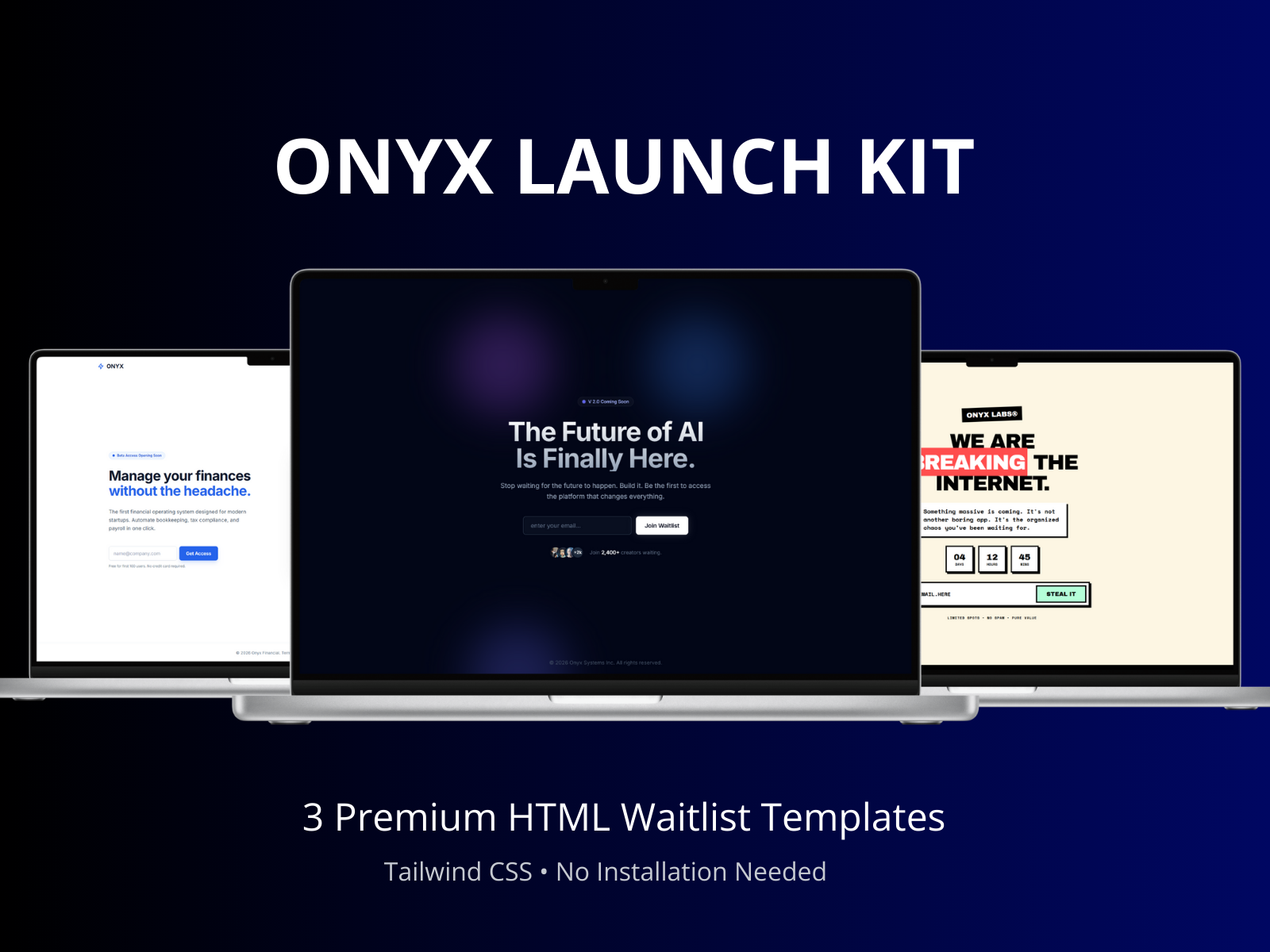 ONYX - Launch Kit Bundle (HTML + Tailwind)
